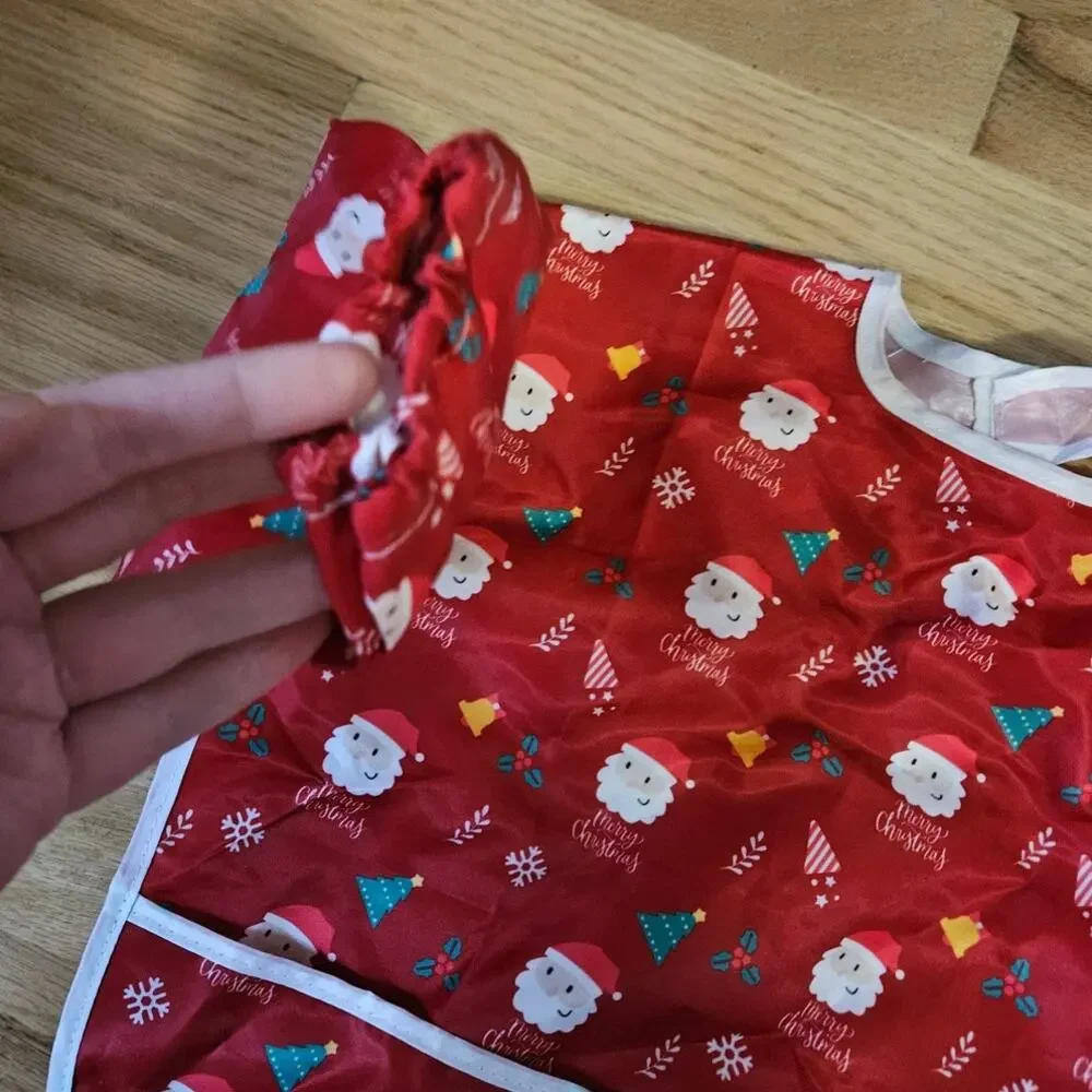 Santa Pattern Full Sleeve Waterproof Bib for Feeding or Painting 6-36 months